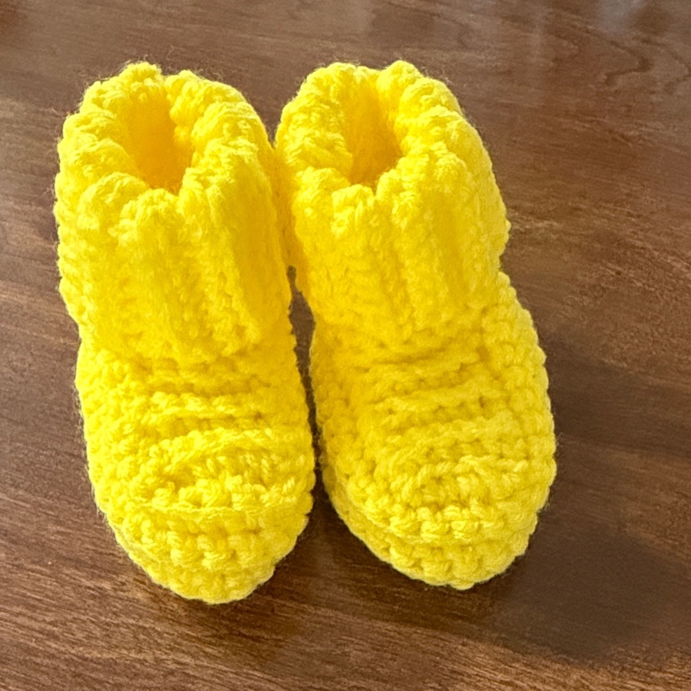 Handmade Bright Yellow Crochet Baby Booties